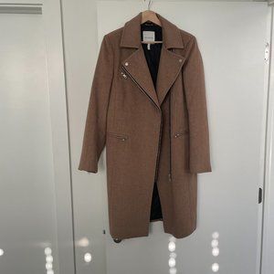 Avec Les Filles Moto Detail Wool Blend Twill Coat